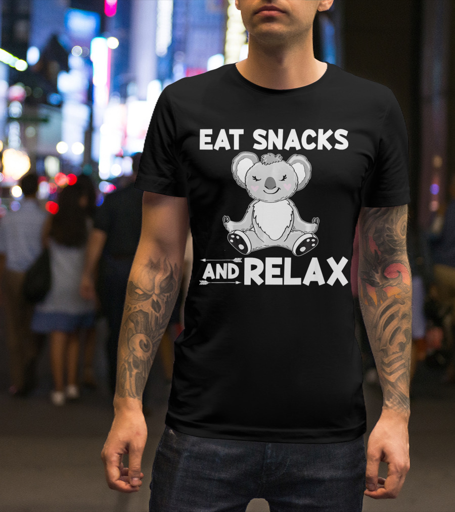 Eat Snacks And Relax Funny Koala T-Shirt