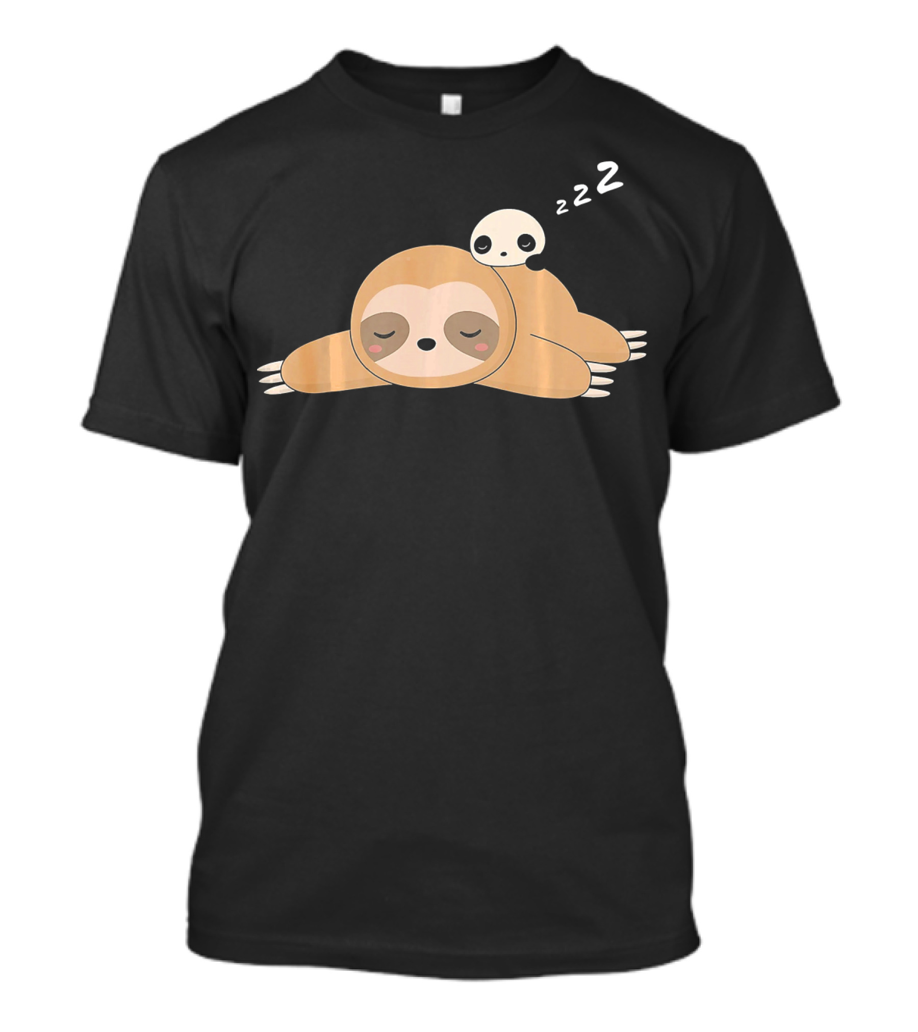 Cute Sleeping Panda On Lazy Sloth With Zzz T-Shirt