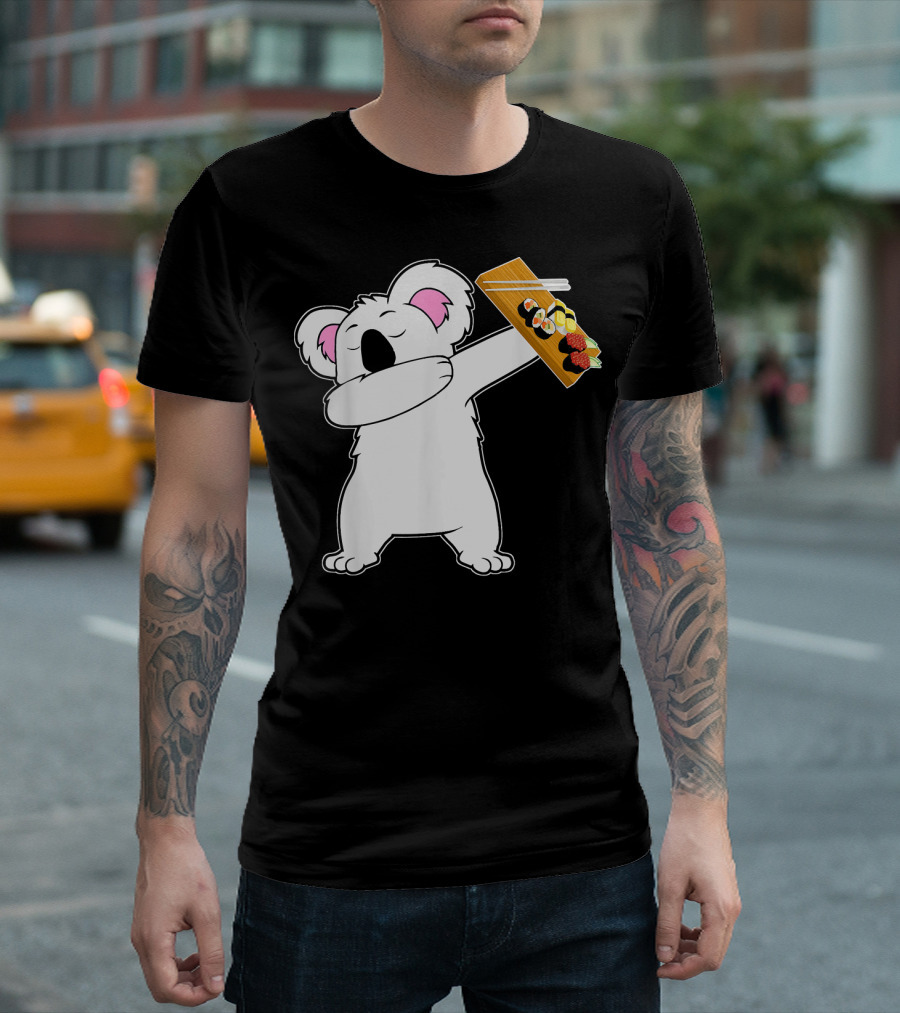 Dabbing Koala Bear Holding Sushi Platter T-Shirt
