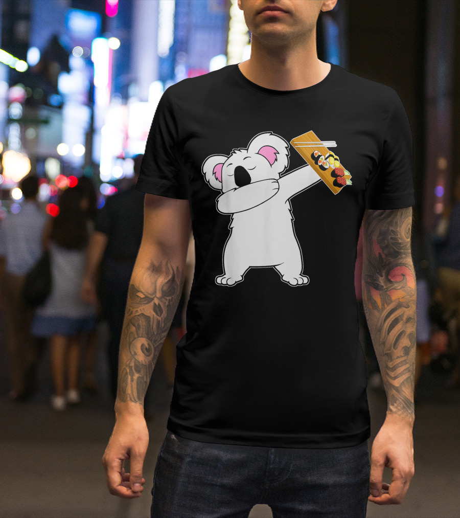 Dabbing Koala Bear Holding Sushi Platter T-Shirt