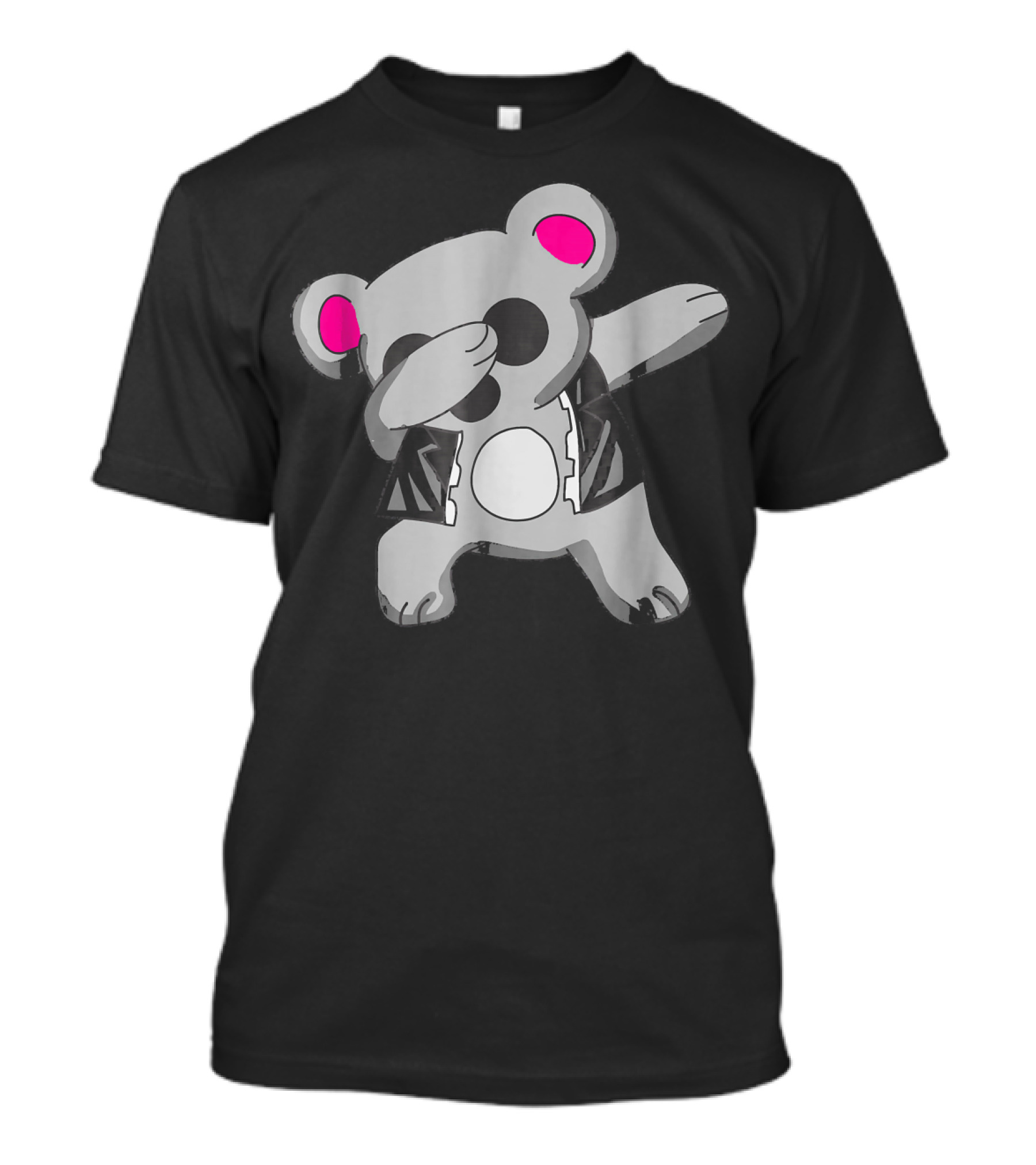 Dabbing Funny Koala Animal In Pink Ears With Black Jacket T-Shirt