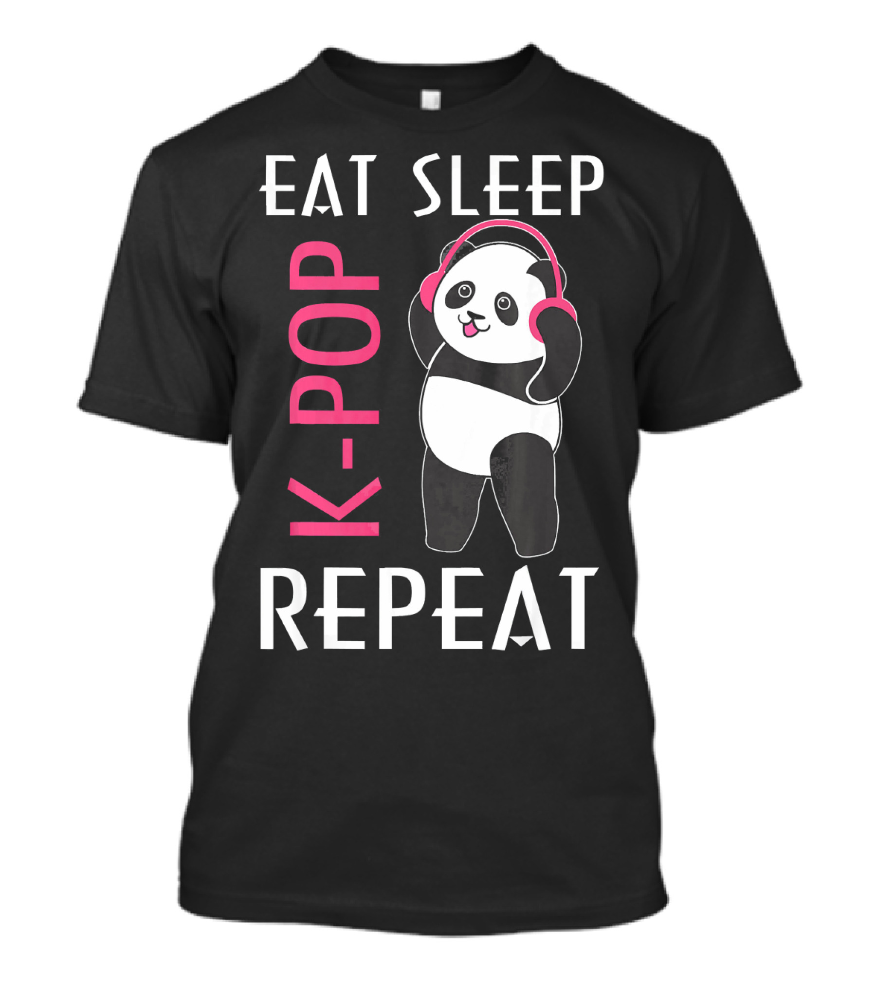 Eat Sleep K-Pop Repeat Cute Panda With Headphones T-Shirt