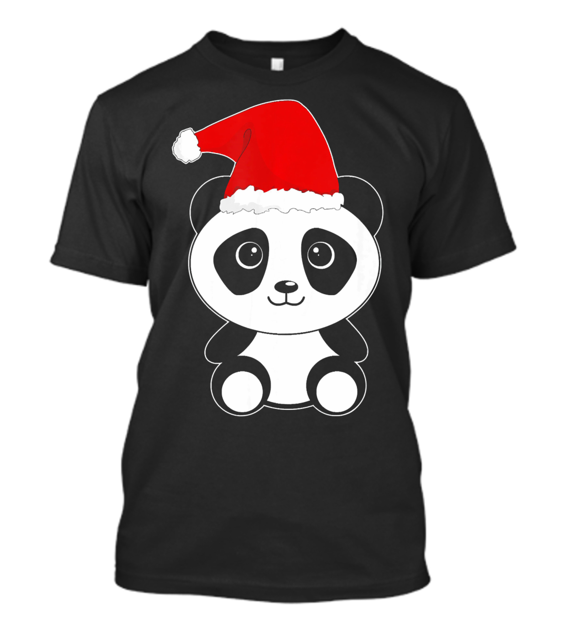 Cute Xmas Panda Wearing Santa Hat T-Shirt