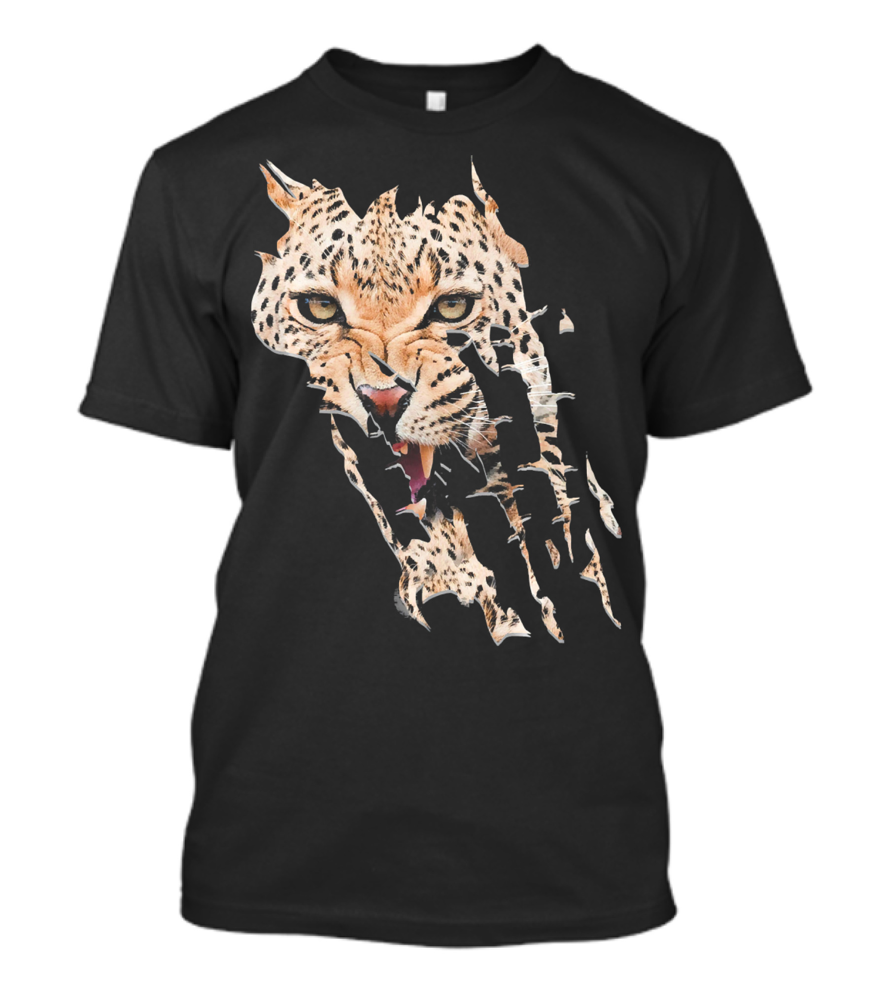 Jaguar Face Cheetah Paws Fierce Expression T-Shirt
