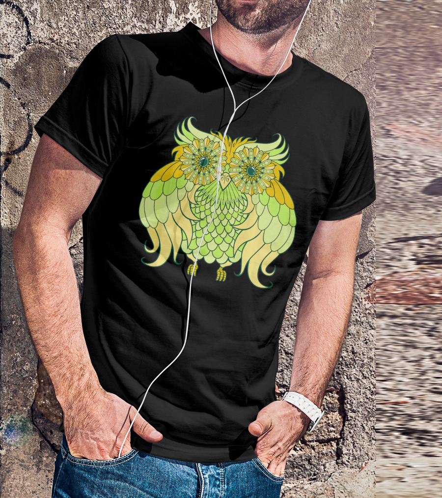 365 Green Owl Bird T-Shirt