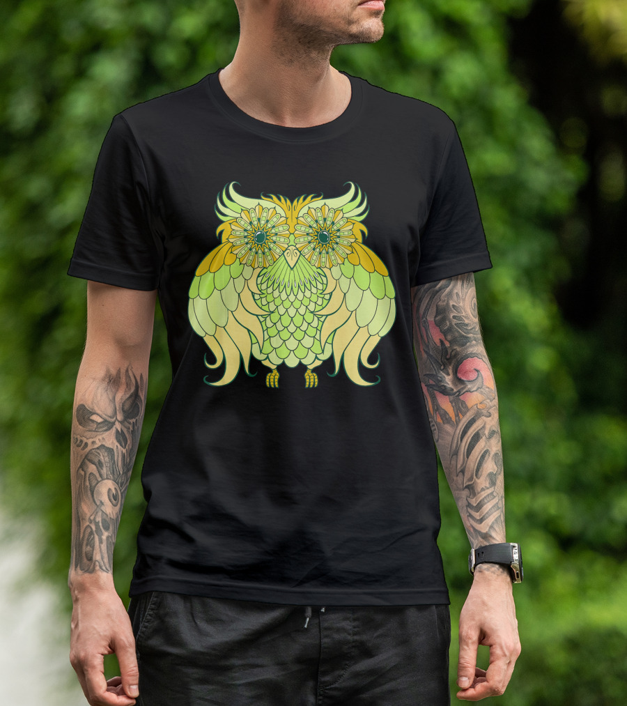 365 Green Owl Bird T-Shirt