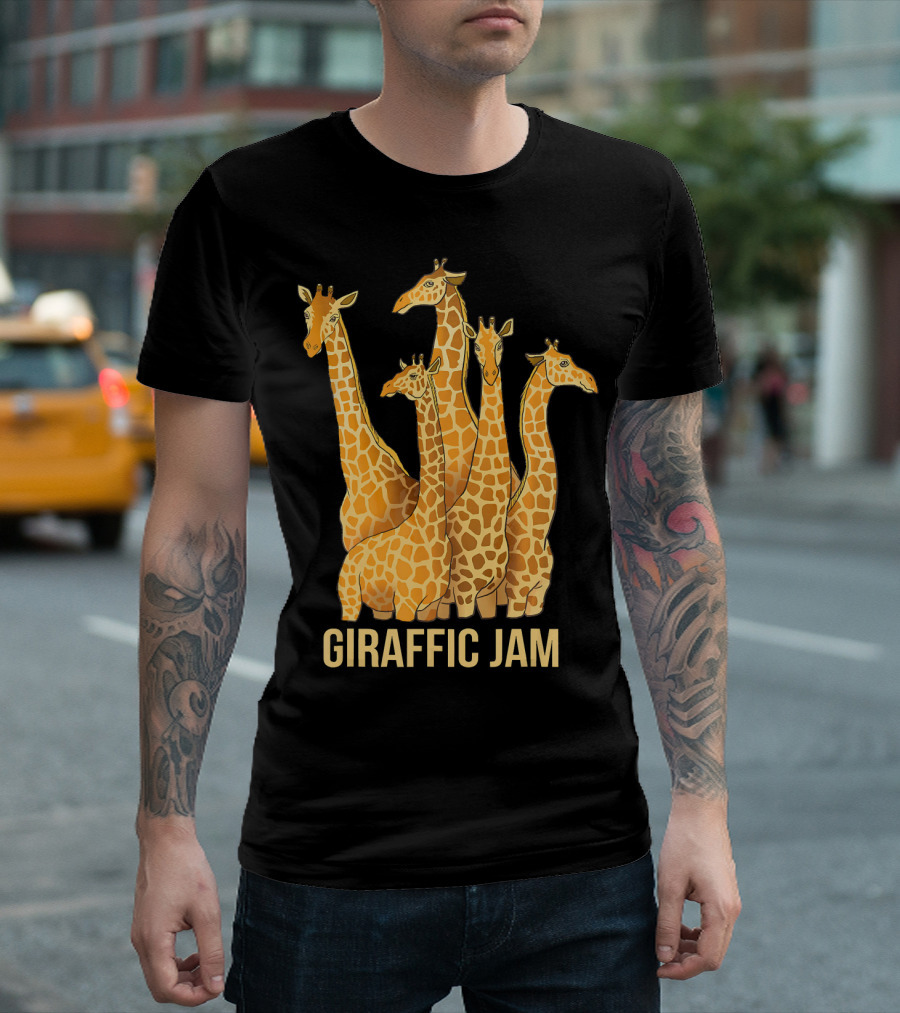 Giraffic Jam Funny Giraffe Traffic Driver T-Shirt