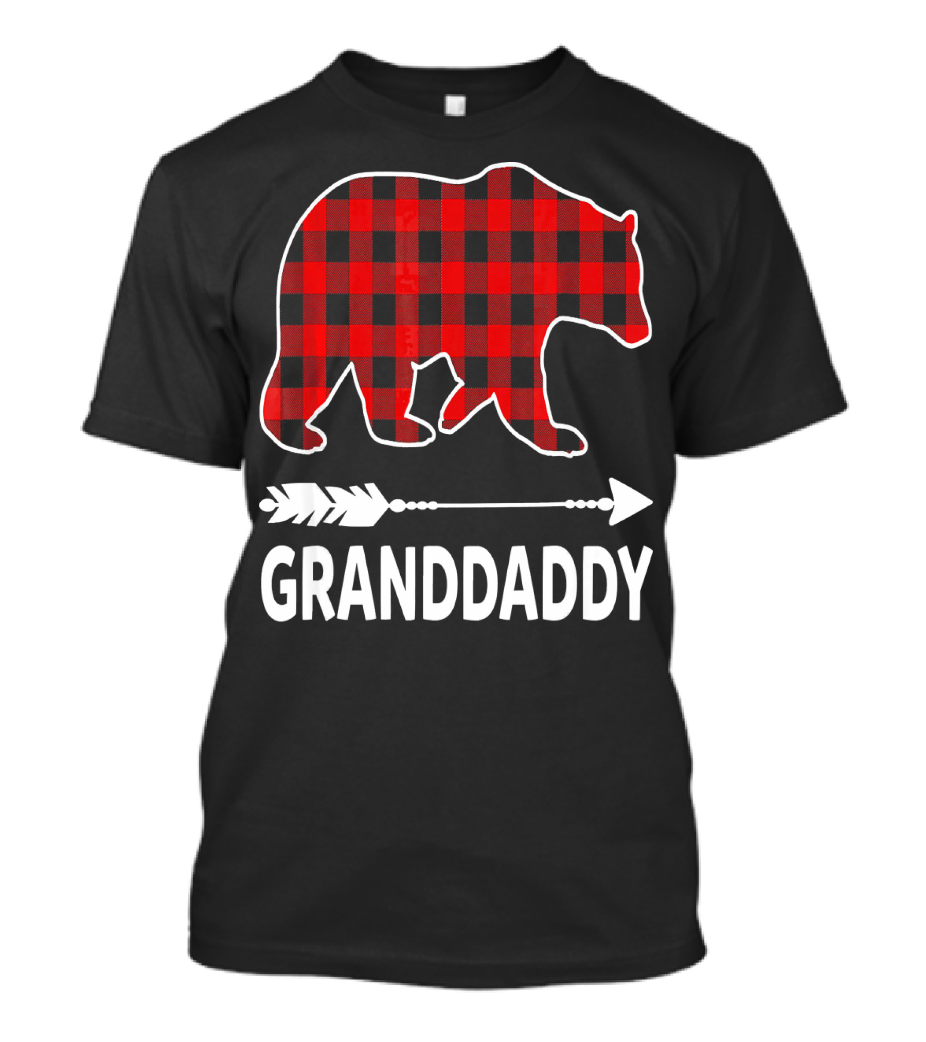 Granddaddy Bear Buffalo Plaid Arrow Red Christmas T-Shirt