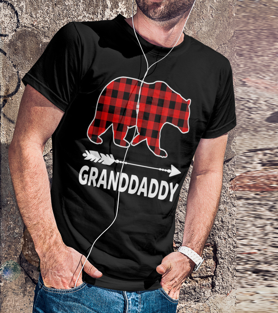 Granddaddy Bear Buffalo Plaid Arrow Red Christmas T-Shirt