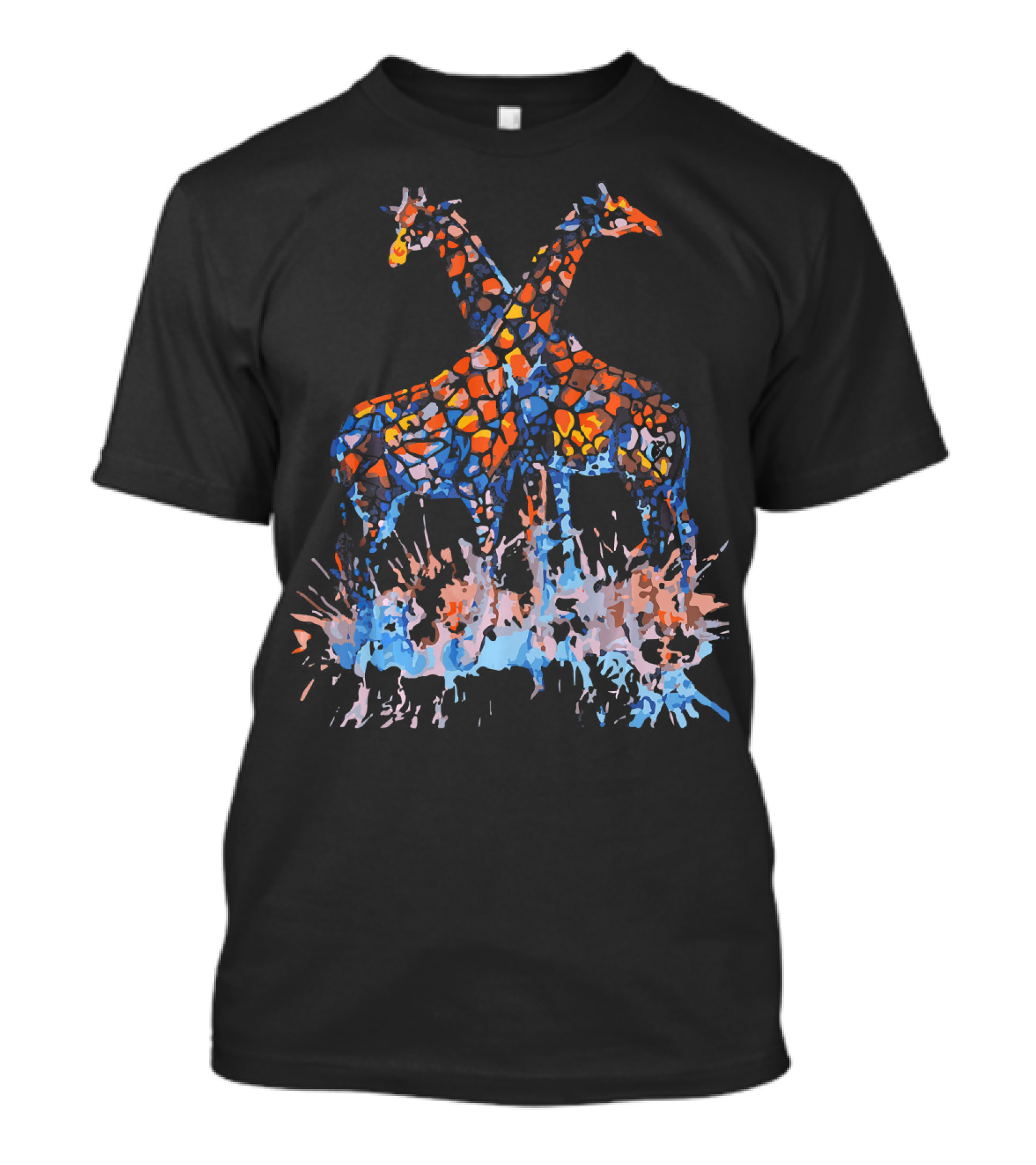 Giraffe Watercolor Love Giraffe Colorful Mosaic T-Shirt