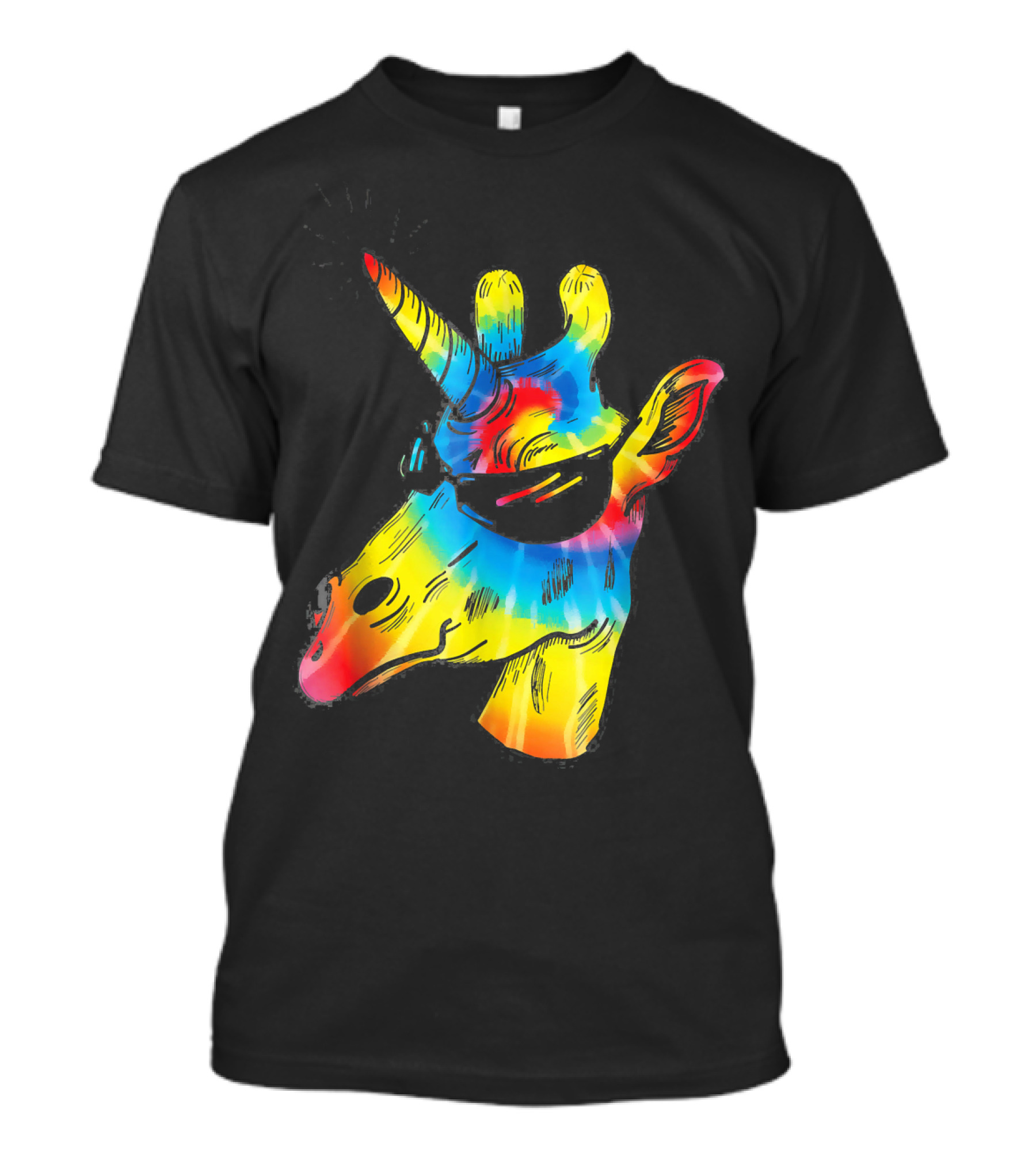 Girrafficorn Tie Dye Giraffe Unicorn Sunglasses Rainbow T-Shirt