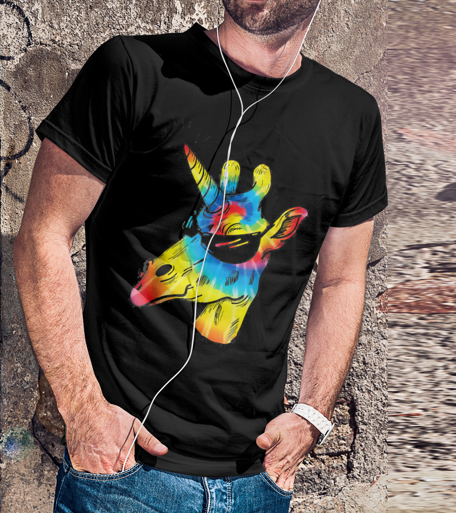 Girrafficorn Tie Dye Giraffe Unicorn Sunglasses Rainbow T-Shirt