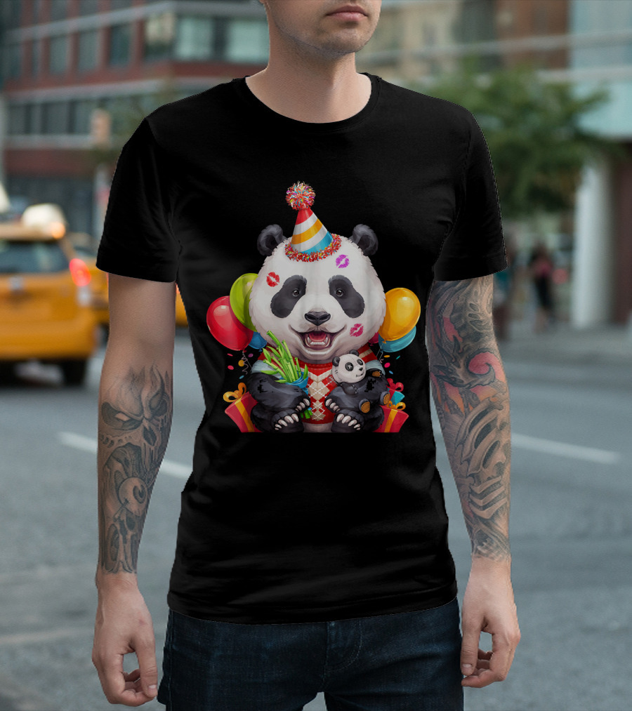 Happy Giant Panda Birthday Celebration Party Fun T-Shirt