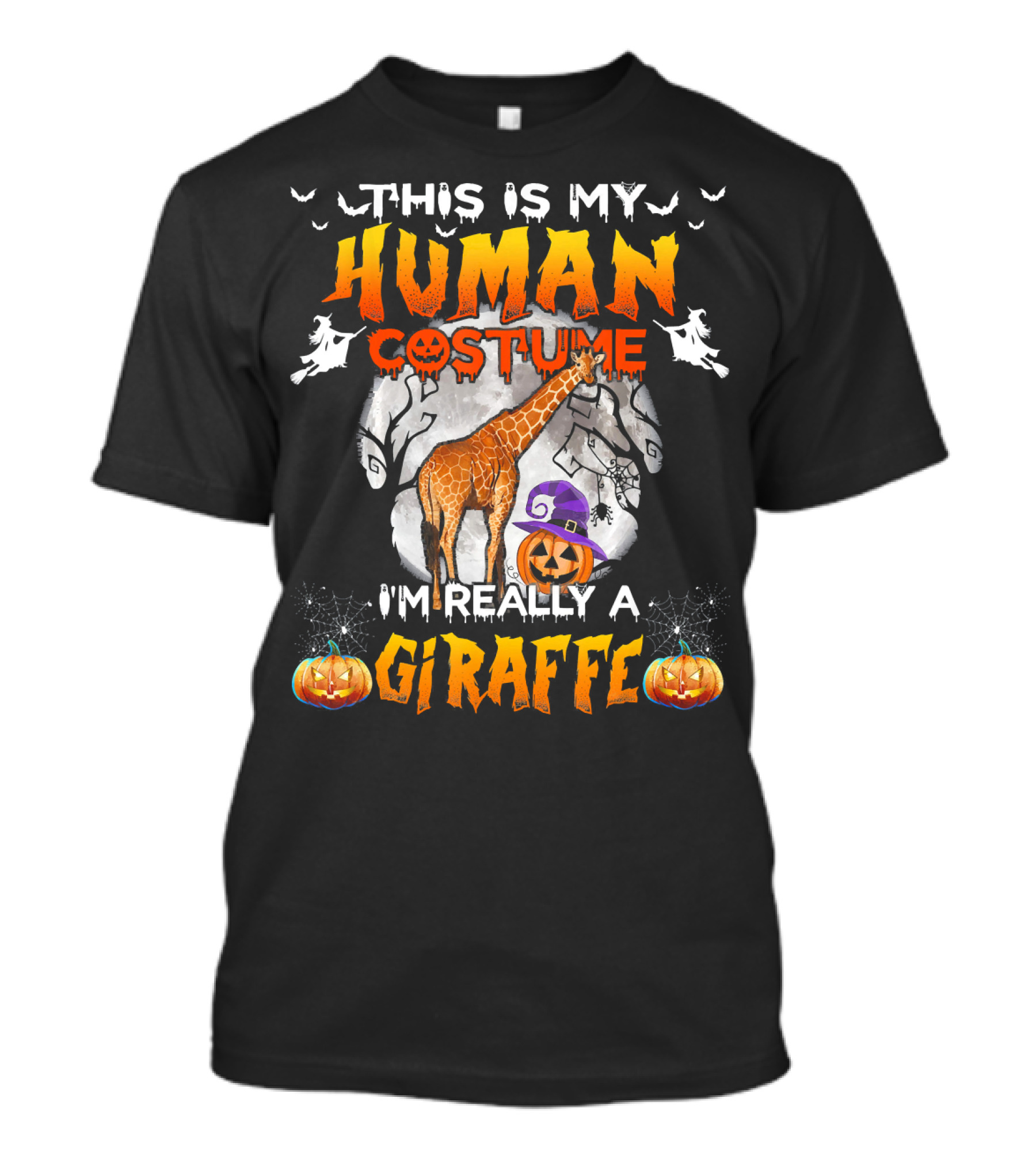 This Is My Human Costume I'm Really A Giraffe Halloween Pumpkin Ghosts T-Shirt