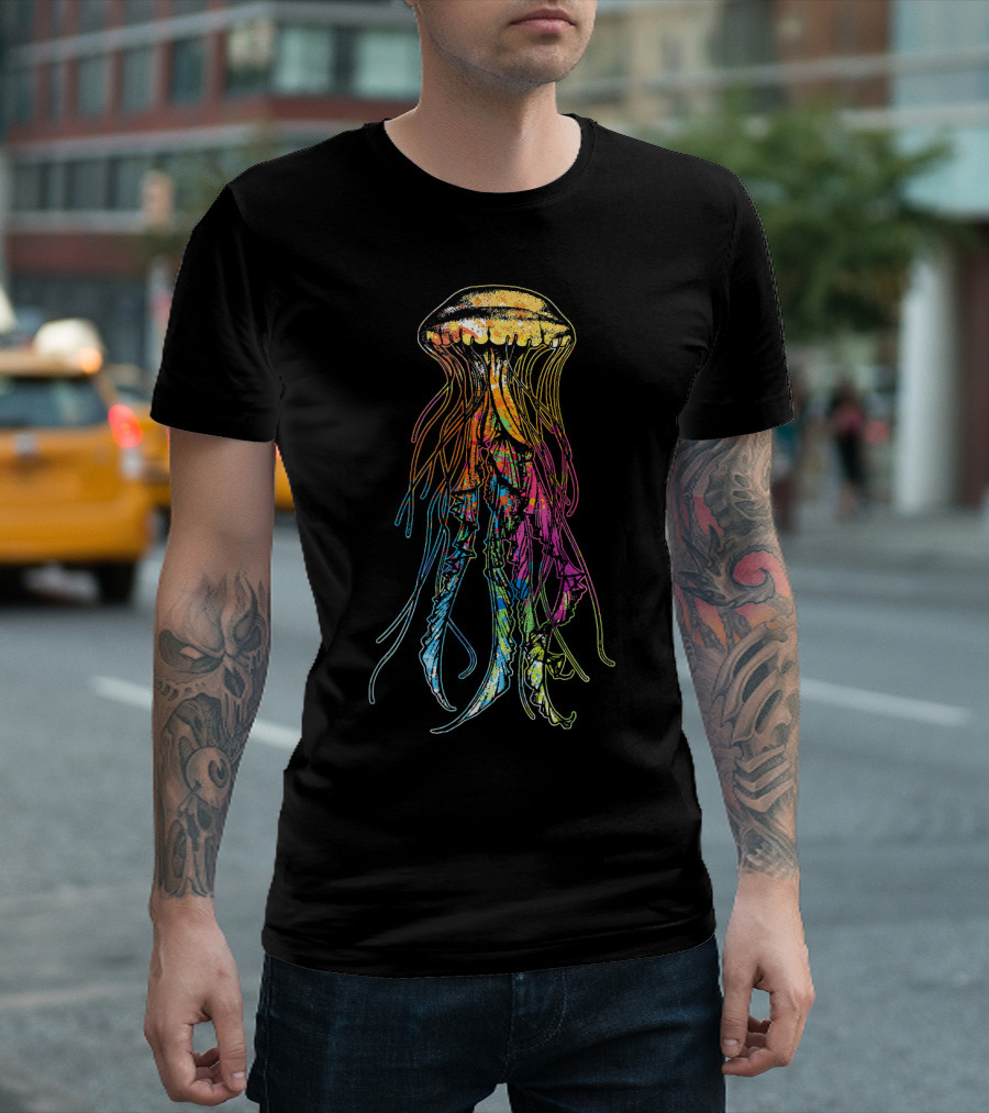 Psychedelic Jellyfish Multicolor Ocean Life T-Shirt