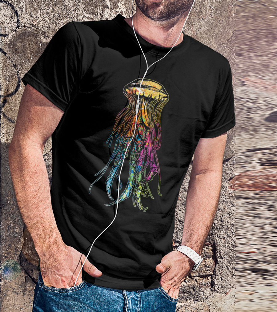 Psychedelic Jellyfish Multicolor Ocean Life T-Shirt