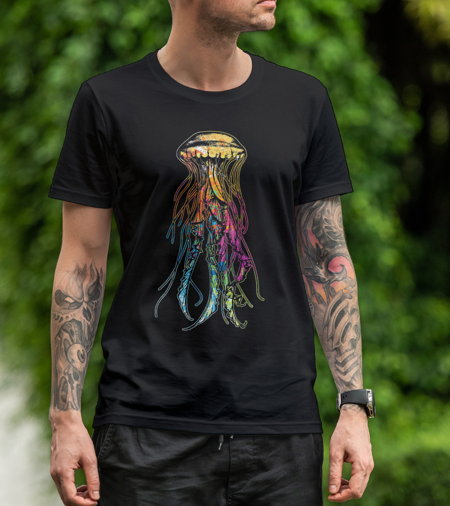 Psychedelic Jellyfish Multicolor Ocean Life T-Shirt