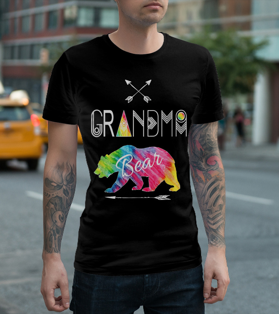 Grandma Bear Tie Dye Arrow Family Vacation T-Shirt