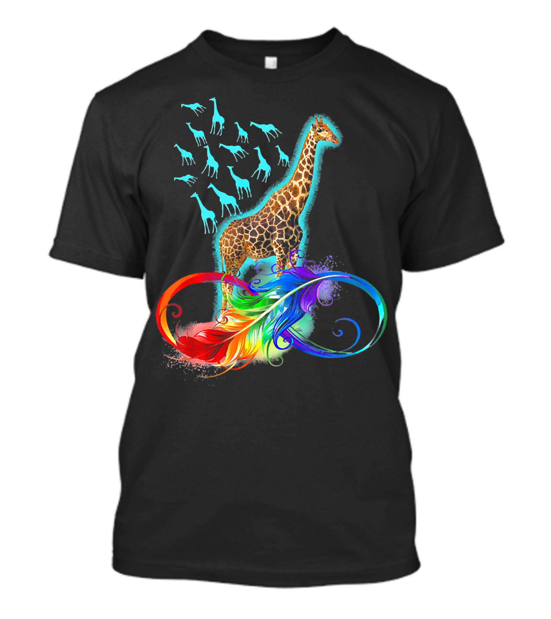 Giraffe Angels From Heaven With Vibrant Colors And Ethereal T-Shirt