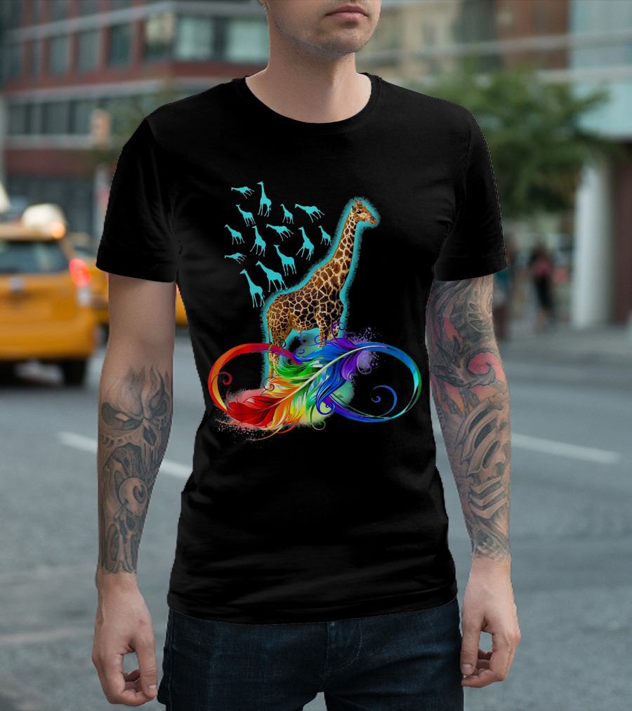Giraffe Angels From Heaven With Vibrant Colors And Ethereal T-Shirt