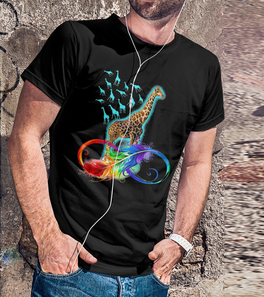 Giraffe Angels From Heaven With Vibrant Colors And Ethereal T-Shirt
