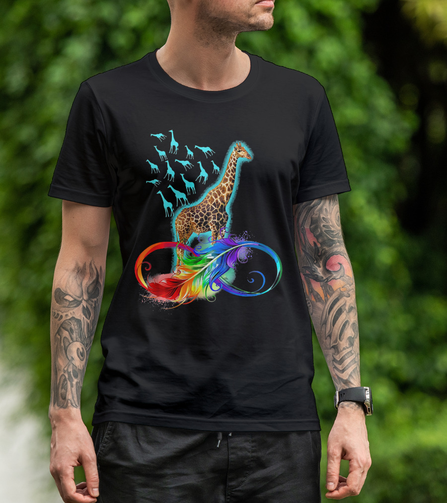 Giraffe Angels From Heaven With Vibrant Colors And Ethereal T-Shirt