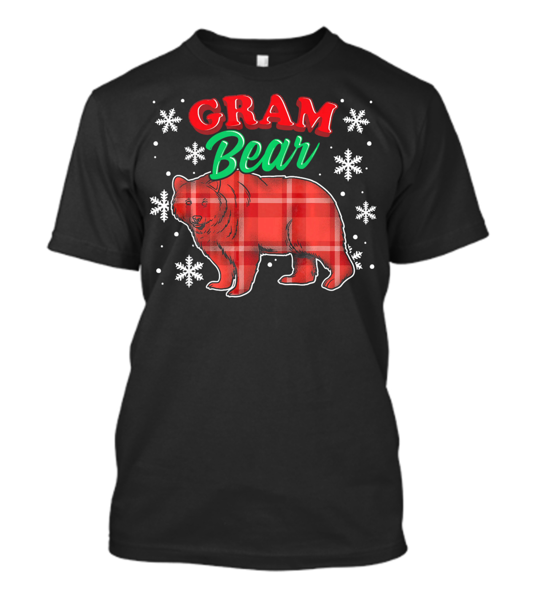 GRAM Bear Buffalo Plaid Snowflakes Matching T-Shirt