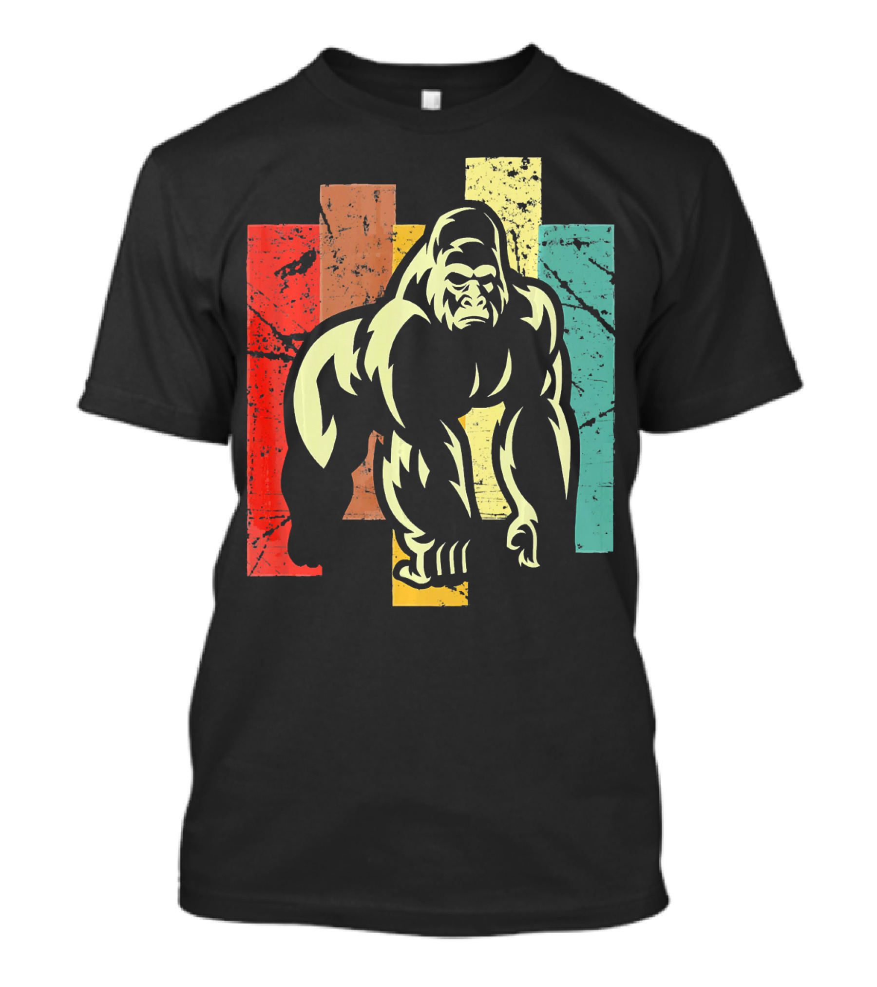 Gorilla Retro 70s Vintage Animal Stripes T-Shirt