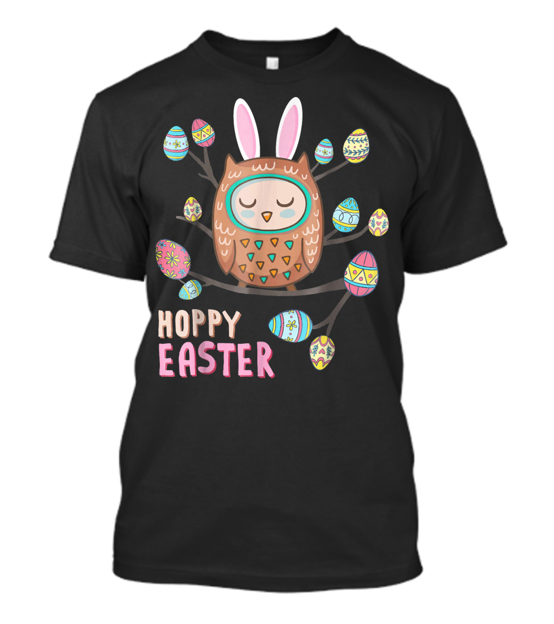 Hoppy Easter Owl Bunny Eggs Branches T-Shirt