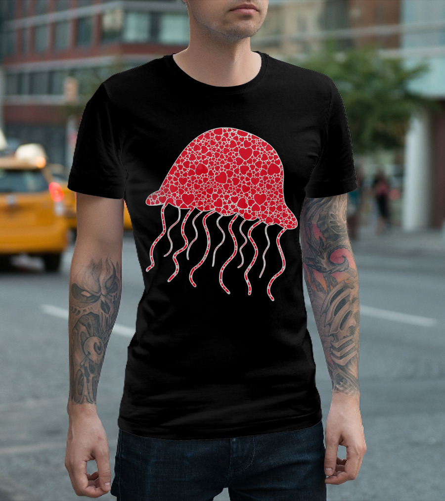 Jellyfish Hearts Valentines Day Sea Jell T-Shirt