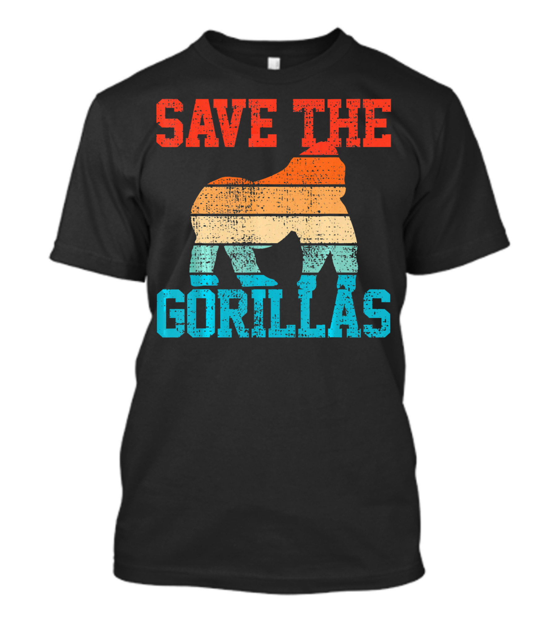 SAVE THE GORILLAS Rainforest Gorilla Stripe Conservation Vin T-Shirt