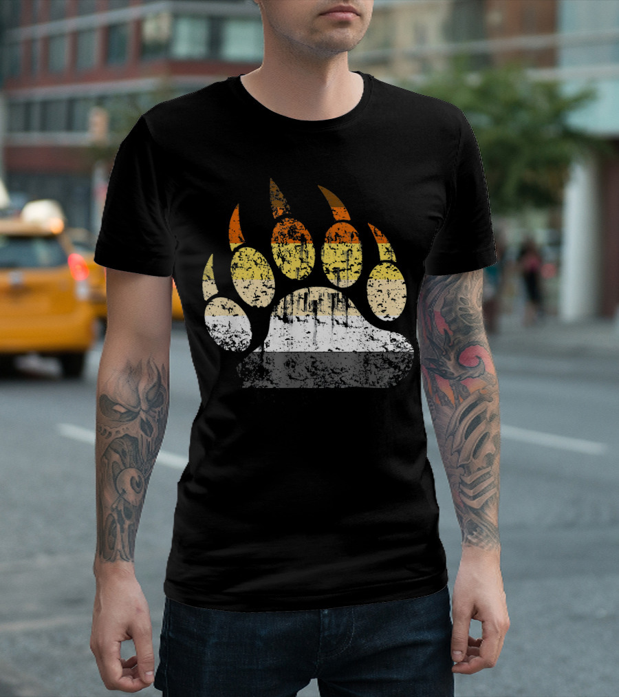 Bear Paw With Gay Bear Pride Flag Colors T-Shirt