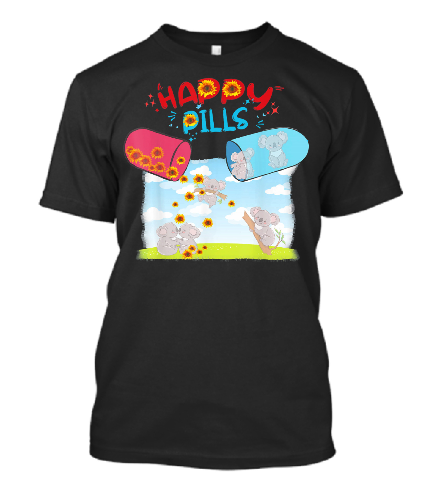 HAPPY PILLS KOALA SUNFLOWERS AND CLOUDS T-Shirt