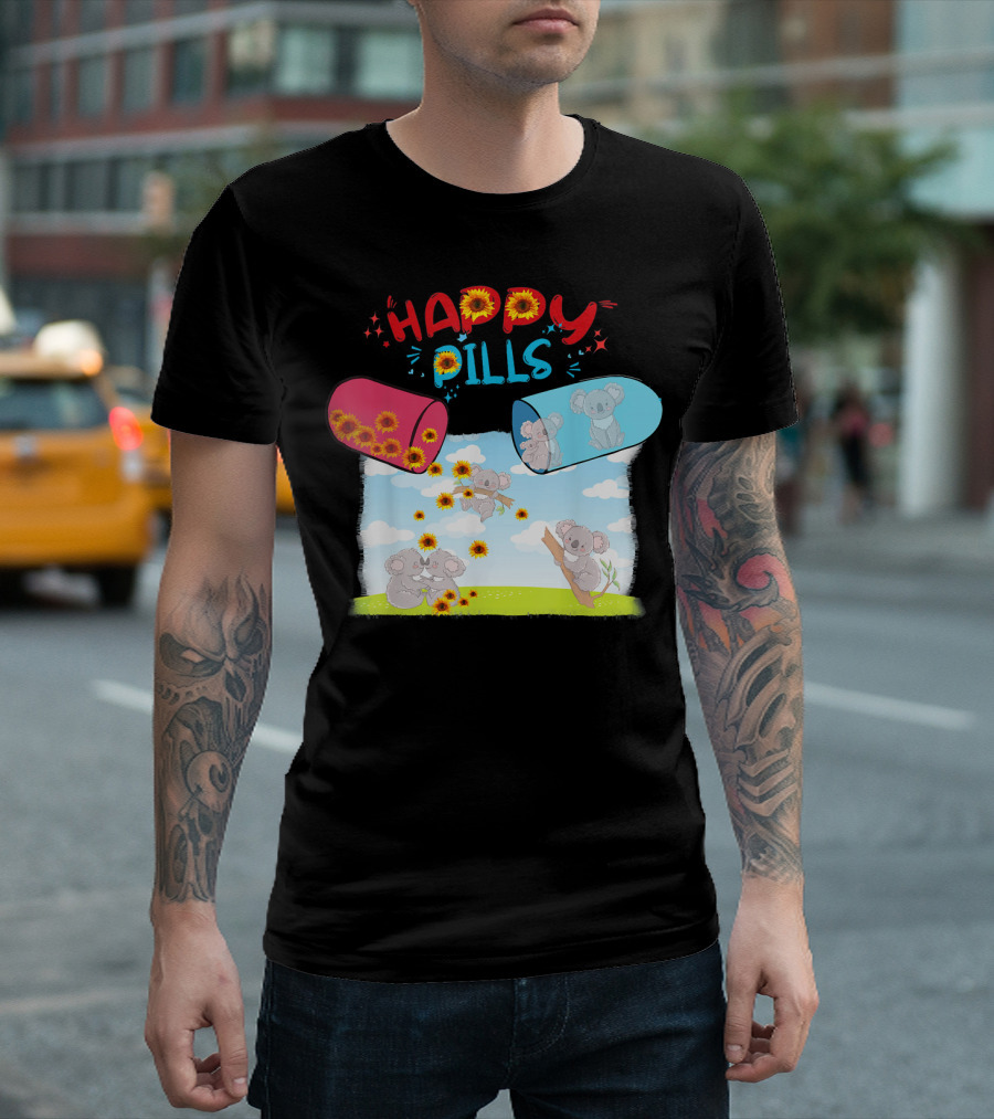 HAPPY PILLS KOALA SUNFLOWERS AND CLOUDS T-Shirt