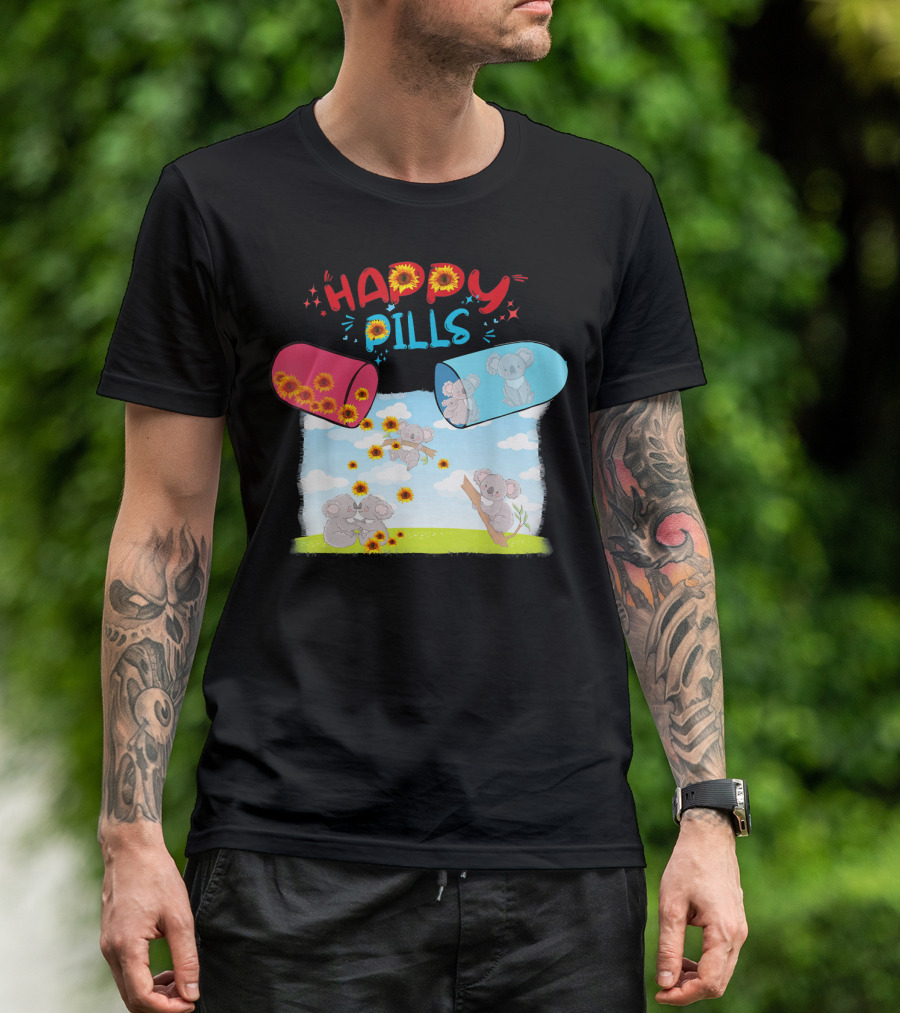 HAPPY PILLS KOALA SUNFLOWERS AND CLOUDS T-Shirt