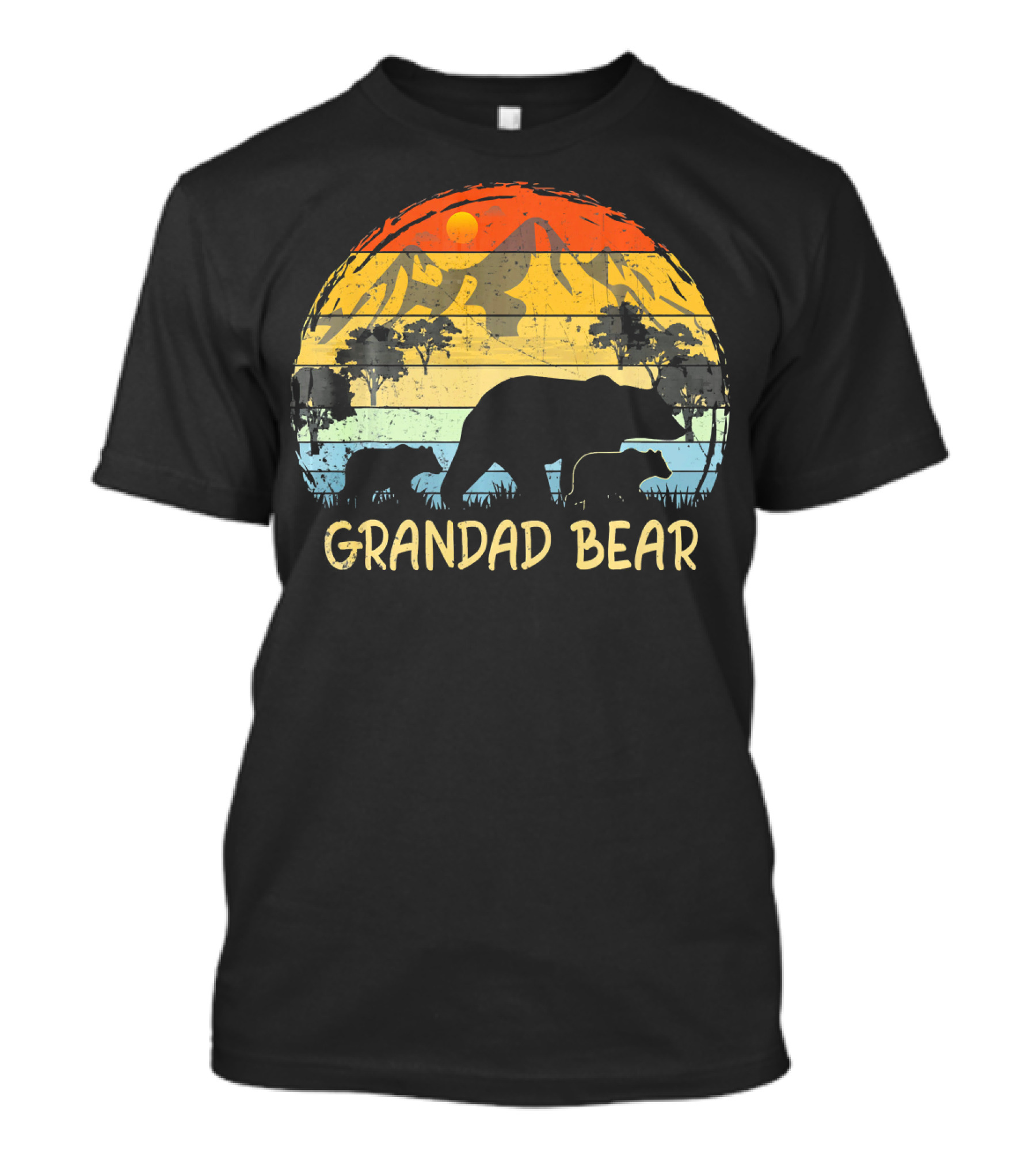 Grandad Bear Vintage Sunset Silhouette Family T-Shirt