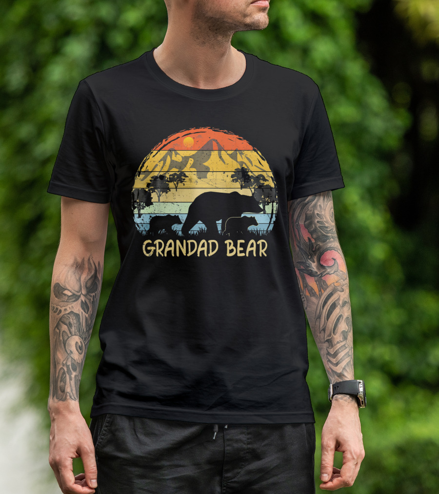 Grandad Bear Vintage Sunset Silhouette Family T-Shirt