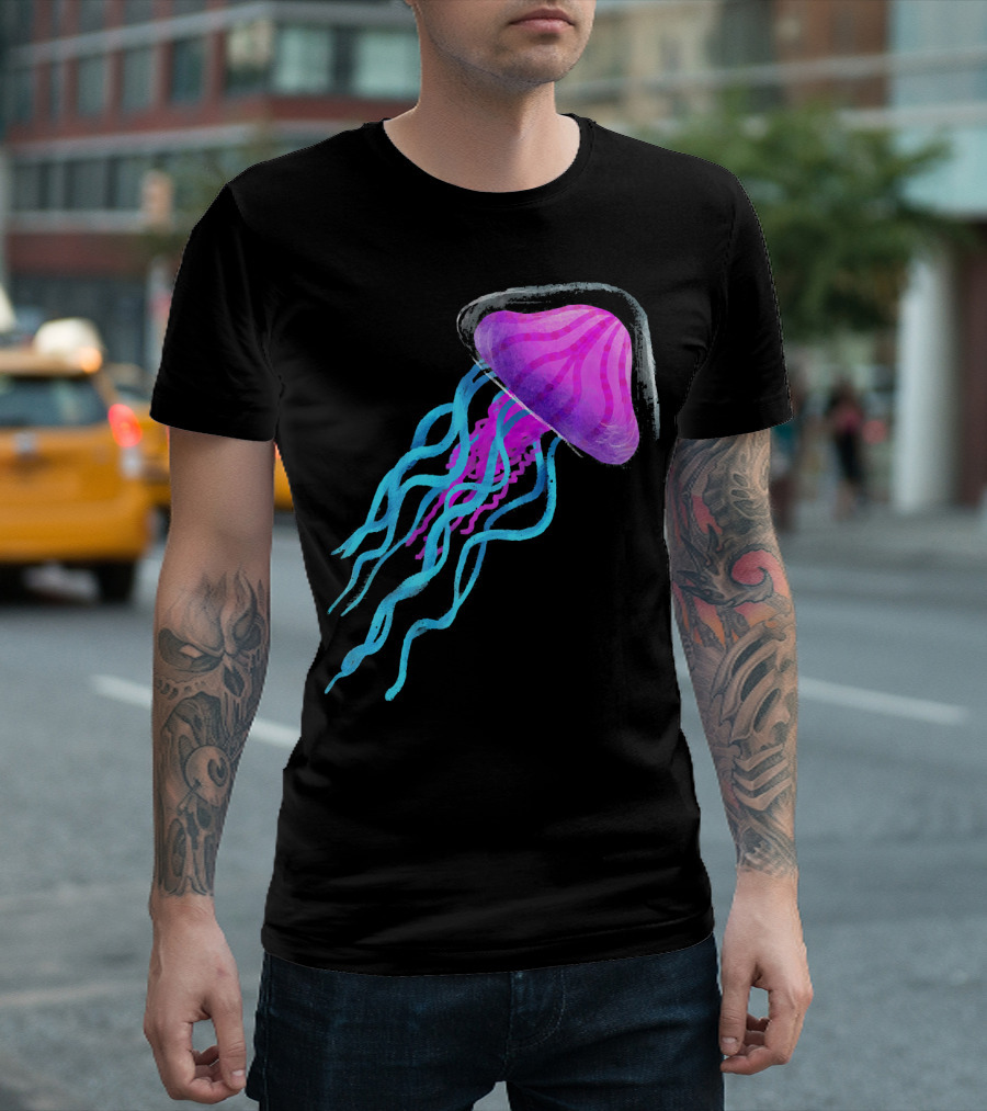 Jellyfish Vibrant Colors Ocean Aquarium Beach T-Shirt