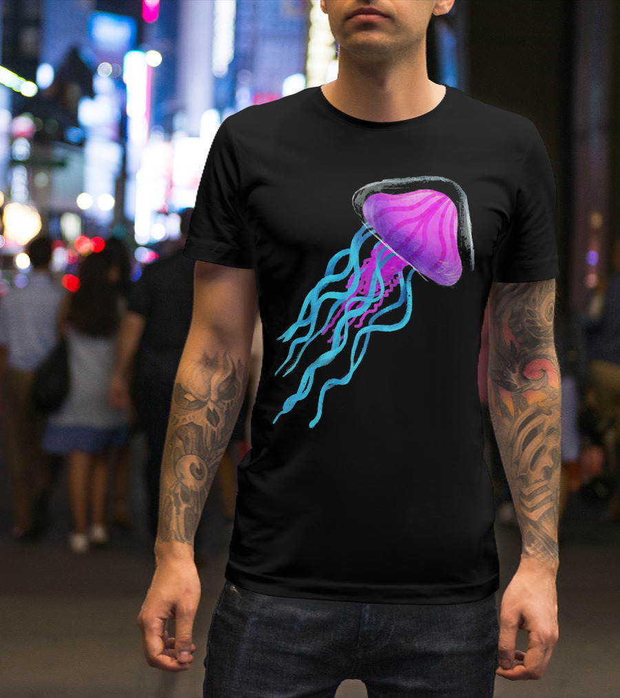 Jellyfish Vibrant Colors Ocean Aquarium Beach T-Shirt