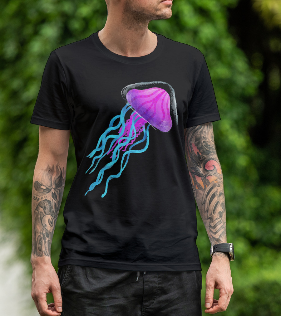 Jellyfish Vibrant Colors Ocean Aquarium Beach T-Shirt