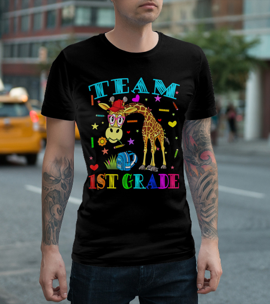 Team 1st Grade Giraffe Back To School T-Shirt