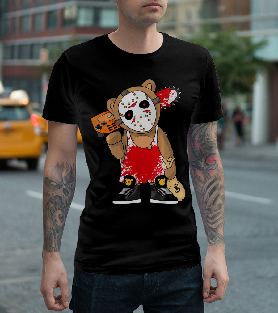 Hockey Teddy Bear Horror Chainsaw Mask 13th Hus T-Shirt