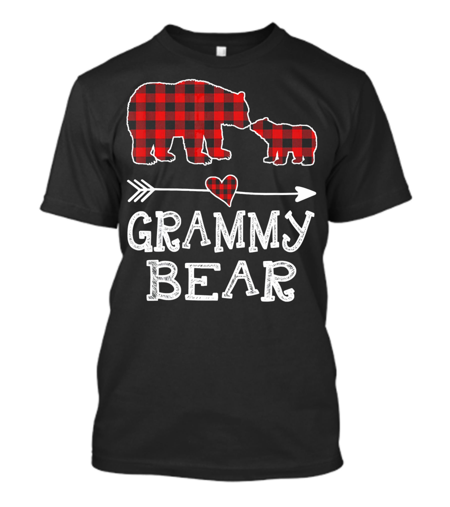 Grammy Bear Red Plaid Buffalo Check Christmas T-Shirt