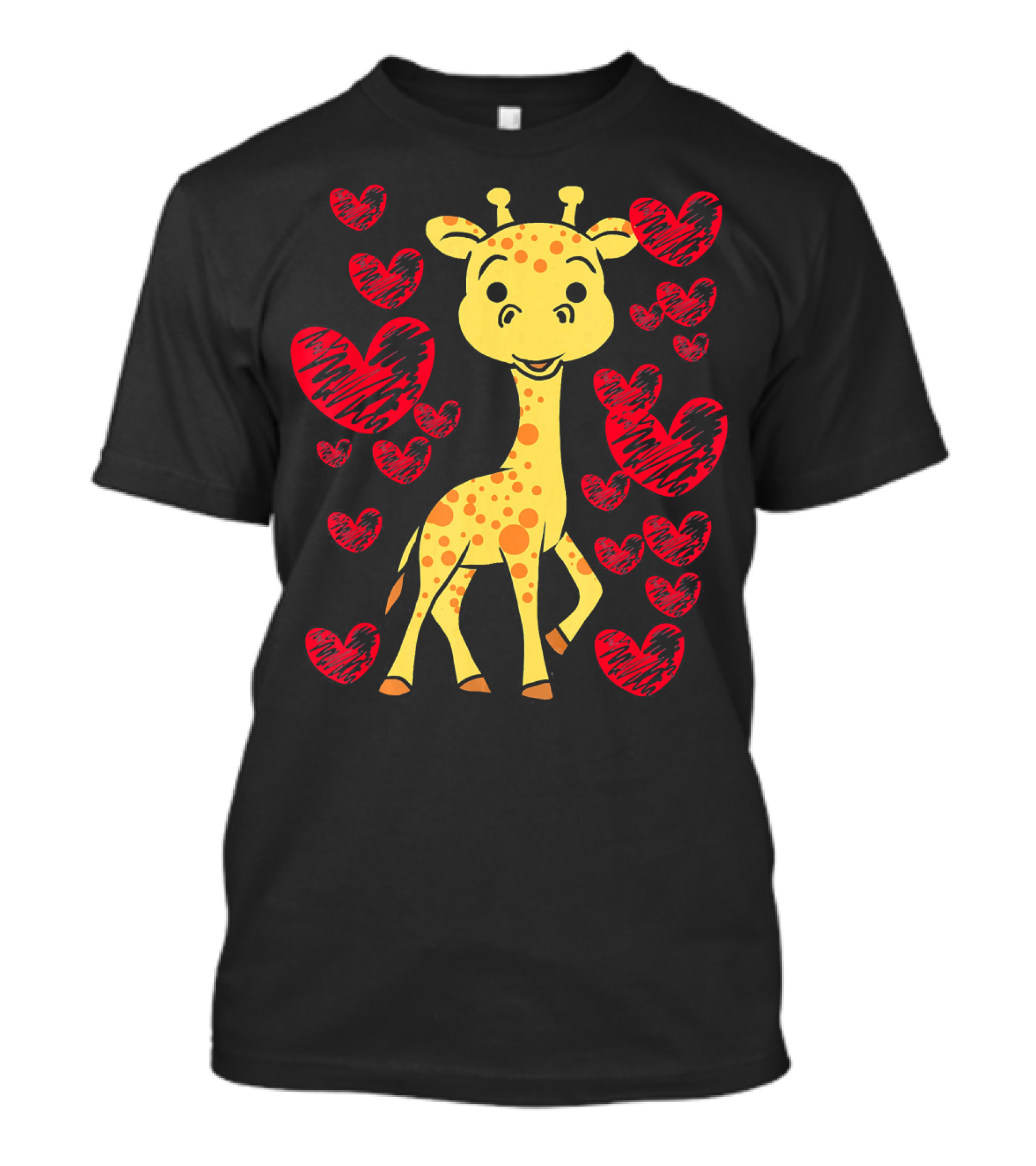 Valentines Day Giraffe Love With Cute Hearts T-Shirt