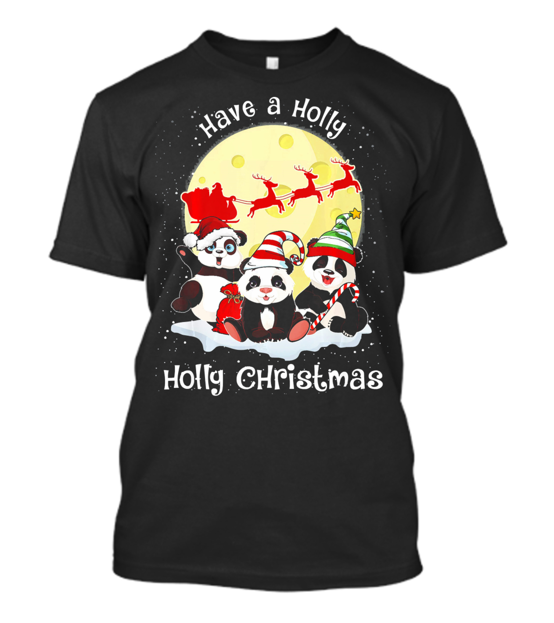 Have A Holly Santa Panda Holly Christmas T-Shirt
