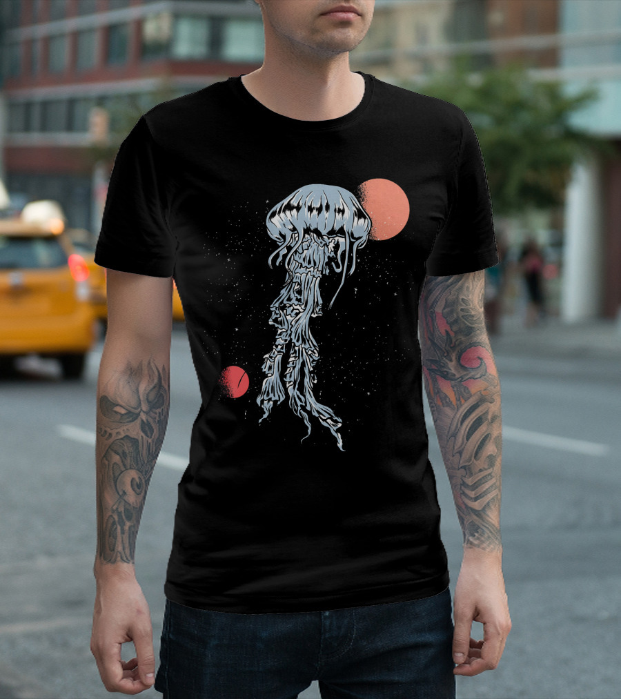 Jellyfish Galaxy Space Ocean Animal Scuba Planet Starry Night T-Shirt
