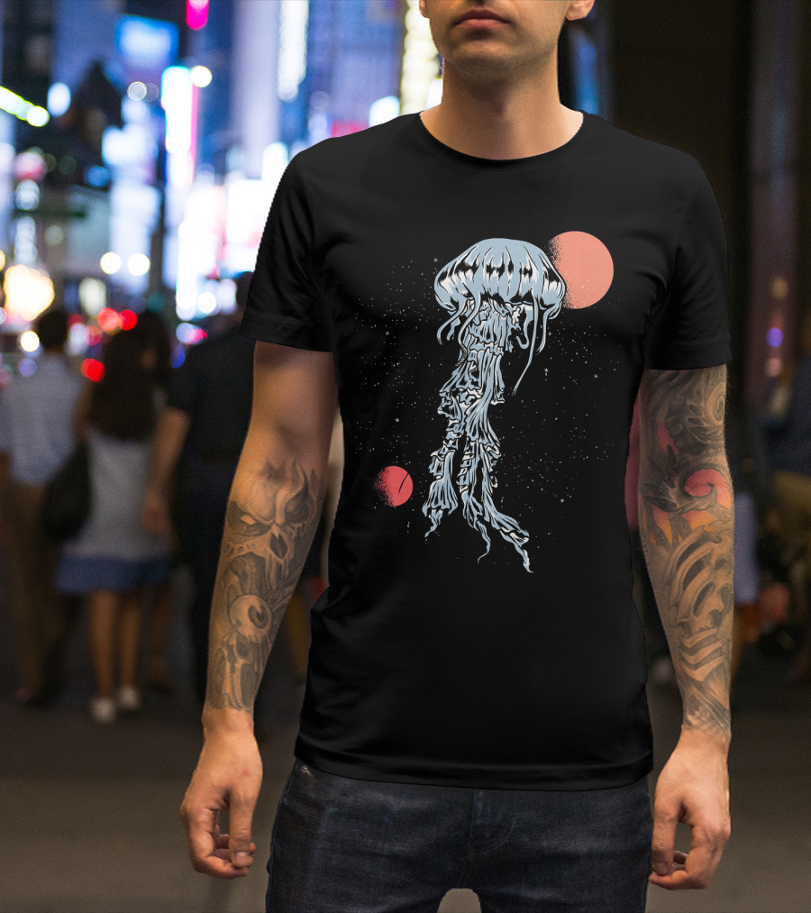 Jellyfish Galaxy Space Ocean Animal Scuba Planet Starry Night T-Shirt