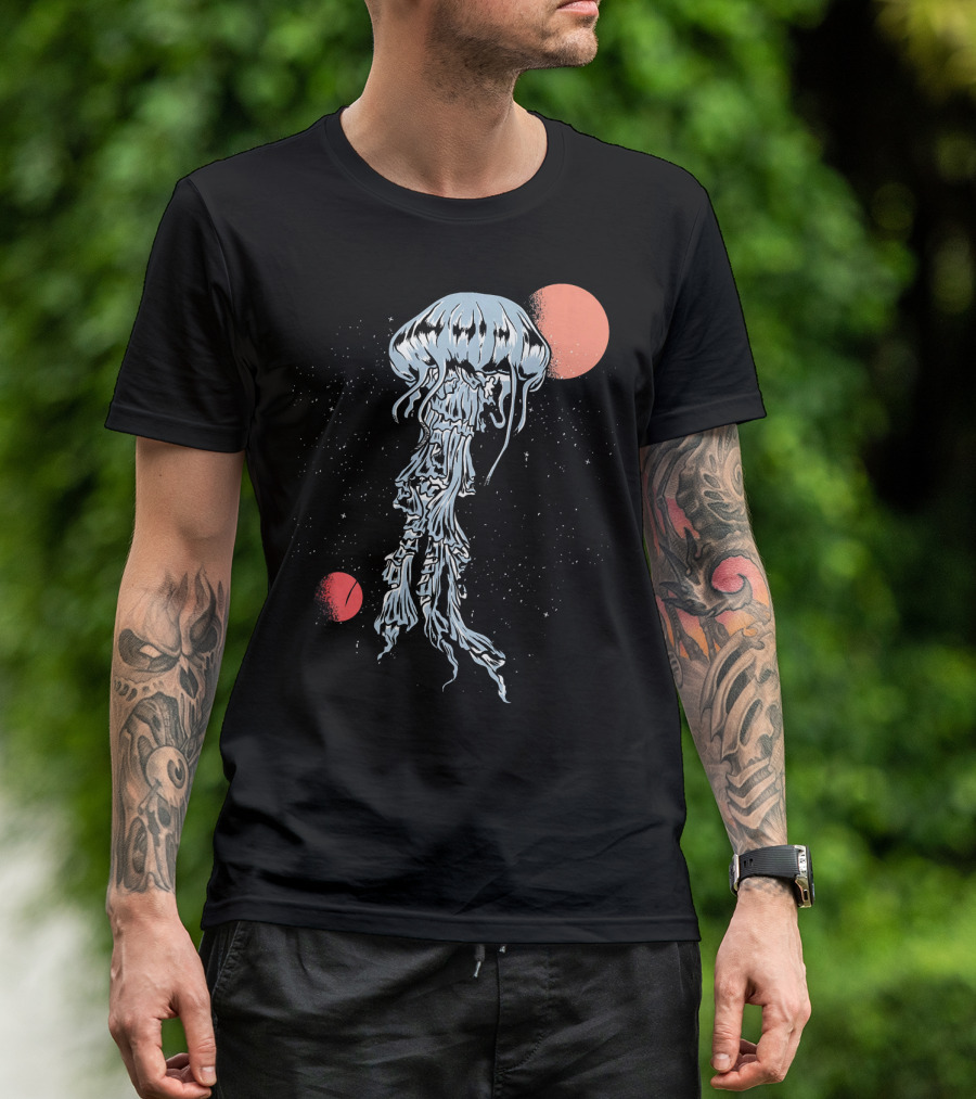 Jellyfish Galaxy Space Ocean Animal Scuba Planet Starry Night T-Shirt