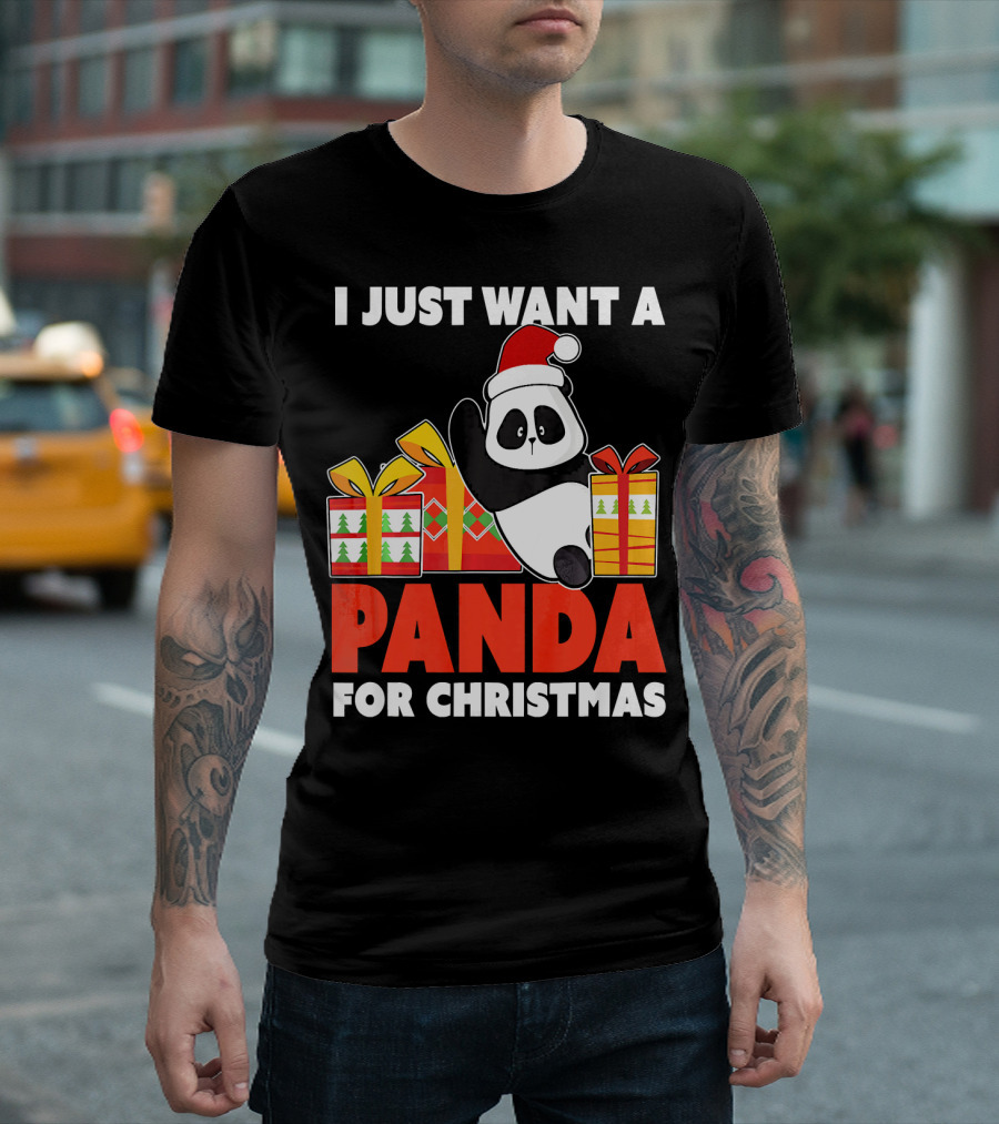I Just Want a Panda for Christmas T-Shirt