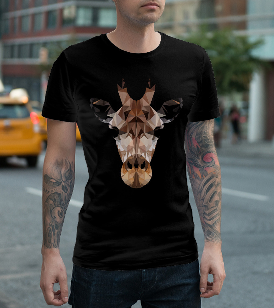 Giraffe Head Fractal Pattern Geometric Triangles T-Shirt
